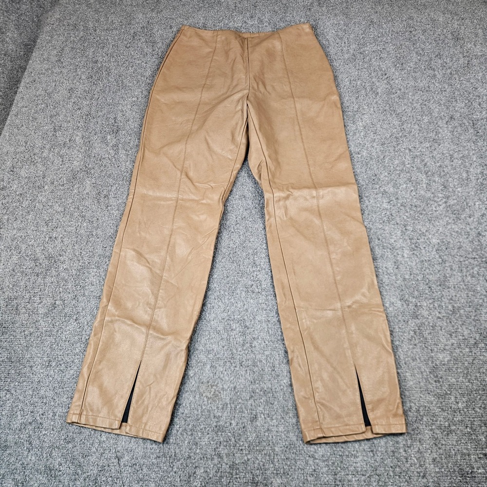 Le Lis Collection Tan Faux Leather High Waisted Slit Hem Pants MP4413 Mens M